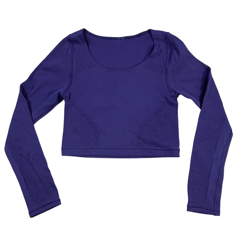 Lululemon Reveal Posy Ventilated Mesh Crop Top Womens 0 Aeon Purple Activewear